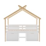 House Cabin Bed with 2 Drawers in White and Pine - Mylo - Image 2