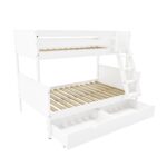 White Wooden Triple Sleeper Bunk Bed with Storage Drawers - Parker - Image 3