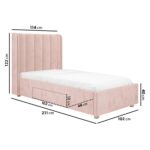 Pink Velvet Single Bed Frame with Storage Drawer - Phoebe - Image 6