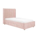 Pink Velvet Single Bed Frame with Storage Drawer - Phoebe - Image 5