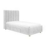 Grey Velvet Single Bed Frame with Storage Drawer - Phoebe - Image 4