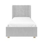 Grey Velvet Single Bed Frame with Storage Drawer - Phoebe - Image 2