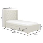 Beige Fabric Single Bed Frame with Storage Drawer - Phoebe - Image 4