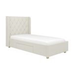 Beige Fabric Single Bed Frame with Storage Drawer - Phoebe - Image 3
