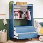 Kids Blue Open Wardrobe with 2 Drawers - Rueben - Image 5