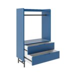 Kids Blue Open Wardrobe with 2 Drawers - Rueben - Image 2