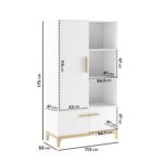 Nursery Wardrobe with Shelves in White and Wood - Rue - Image 2