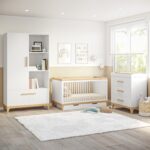 Nursery Wardrobe with Shelves in White and Wood - Rue - Image 4