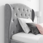 Grey Velvet Single Bed Frame with Storage Drawer - Safina - Image 5