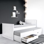 Single White Wooden Guest Bed with Storage and Trundle - Sander - Image 6
