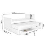 Single White Wooden Guest Bed with Storage and Trundle - Sander - Image 4