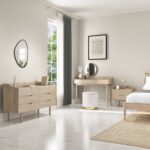 Light Wood Mid-Century Modern 2 Drawer Bedside Table - Saskia - Image 5