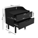 Black Mid-Century Modern 2 Drawer Bedside Table - Saskia - Image 5