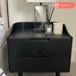 Black Mid-Century Modern 2 Drawer Bedside Table - Saskia - Image 3