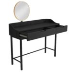 Black Mid-Century Modern Dressing Table with Mirror and Drawers - Saskia - Image 4