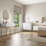 White and Gold High Gloss 2 Drawer Bedside Table with Legs - Valencia - Image 6