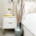 White and Gold High Gloss 2 Drawer Bedside Table with Legs - Valencia - Image 5