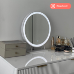 White and Gold High Gloss Dressing Table with 2 Drawers - Valencia - Image 2