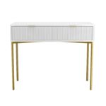 White and Gold High Gloss Dressing Table with 2 Drawers - Valencia - Image 8