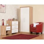 Oak and White Gloss 2 Door Double Wardrobe - Seville - Seconique - Image 6