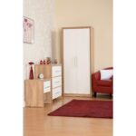 Oak and White Gloss 2 Door Double Wardrobe - Seville - Seconique - Image 5
