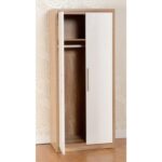 Oak and White Gloss 2 Door Double Wardrobe - Seville - Seconique - Image 4