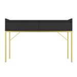 Black Dressing Table with 2 Drawers and Gold Legs - Zion - Image 2