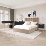 Black Dressing Table with 2 Drawers and Gold Legs - Zion - Image 5