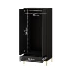 Modern Black 2 Door Double Wardrobe with Drawer - Zion - Image 4