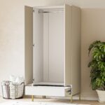 Modern Beige 2 Door Double Wardrobe with Drawer - Zion - Image 5