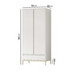 Modern Beige 2 Door Double Wardrobe with Drawer - Zion - Image 4
