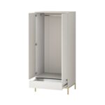 Modern Beige 2 Door Double Wardrobe with Drawer - Zion - Image 2